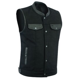 ROUTE 66 HIGHWAY LEATHER Biker Denim Club Style Anarchy Vest (as1, alpha, l, regular, regular)