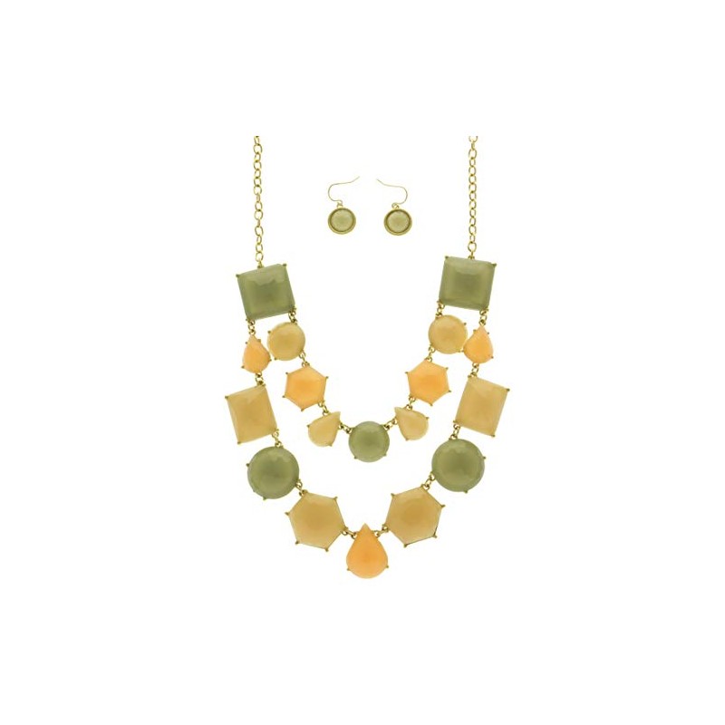 Mi Amore Necklace-Earring-Set Peach/Green