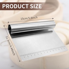 ZYHSLZ Cortador de Masa Acero Inoxidable, 6 Pulgadas Raspador de Pan Repostería, Raspador de Pan, Pizza y Repostería con Escala de Medición, Herramientas para Panadería, para Cocina y Panadería