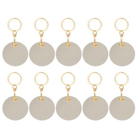 PATIKIL 10pcs Leather Keychain Blanks, 55mm Sublimation Keychain Blanks PU Leather Key Chain Bulk Keyring with Rings for Name Tag Dog Cat Collar Keys, Round,Grey