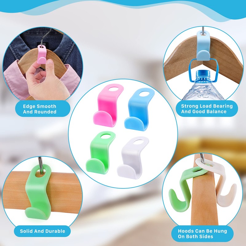 Erinnmy 200PCS Clothes Hanger Connector Hooks,Space Saving Hanger Hooks,Heavy Duty