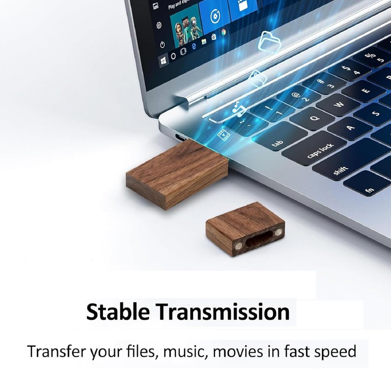 Yaxiny 5 Pack Rectangle Walnut Wood 2.0/3.0 USB Flash Drive