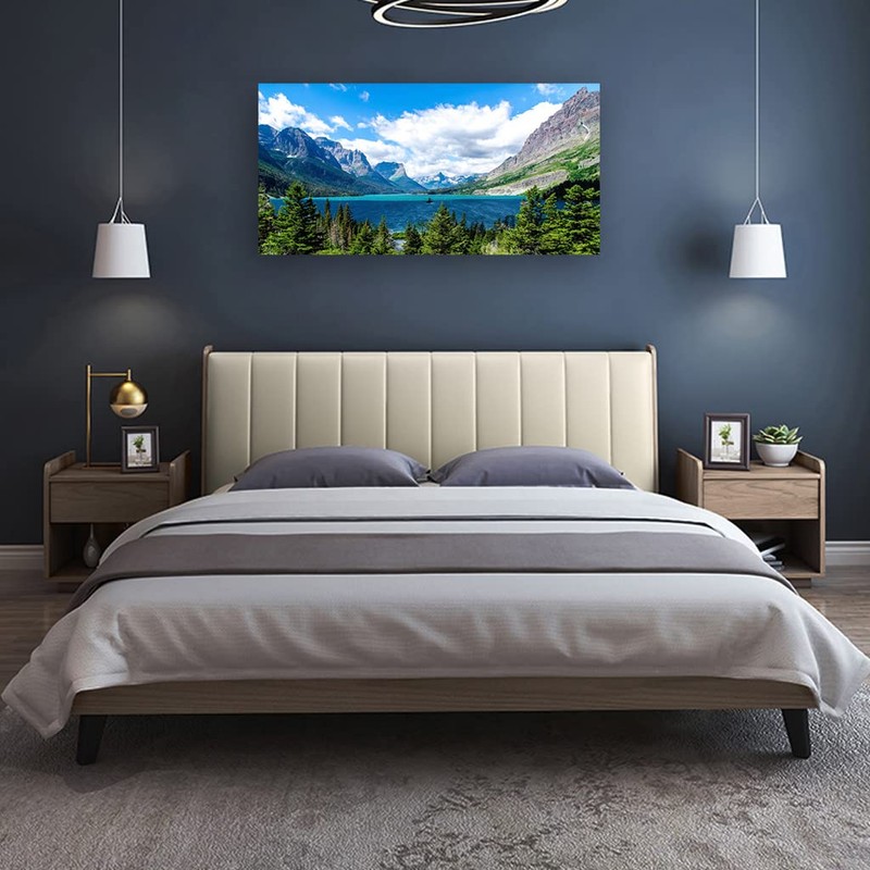 Landscape Saint Mary Lake Canvas Wall Art for Living Room