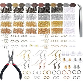 DIY Crafts 900 Grm, Silver, Earring Hooks Earring Jewelry Making Kit Earring Hooks for with Jump Rings Earring Backs Pliers Tweezers Jump Ring Opener for Jewelry Making a (900 Grm, Silver)
