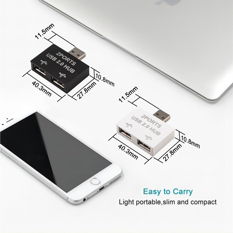 Leehitech 2 Pack USB2.0 Hub, 2 Port USB Splitter Charger