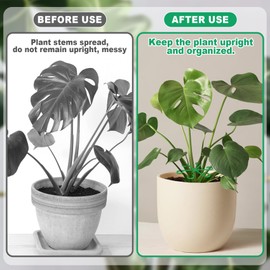 CustomyLife 4pcs Climbing Houseplant Stem Supports, 4 Sizes Plastic Plant Stem Holders Reusable Flower Plant Growth Stakes Trellis Stem Growth Accessories for Plant Garden