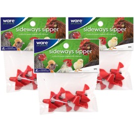 Ware 3 Pack of Sideways Sipper Horizontal Water Nipples, 5 Per Pack