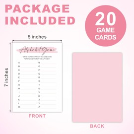 DYIRBIIY Minimalism Birthday Party Game Cards - Alphabet Game - 20 Blush Double-Sided Fill in Style Birthday Party Game Cards for Adults, Party Supplies & Activities - A07