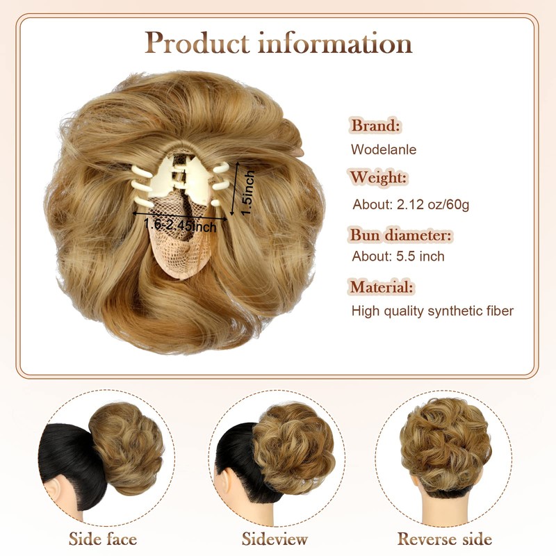 Wodelanle Claw Clip Messy Bun Hair Piece Wavy Hair Bun