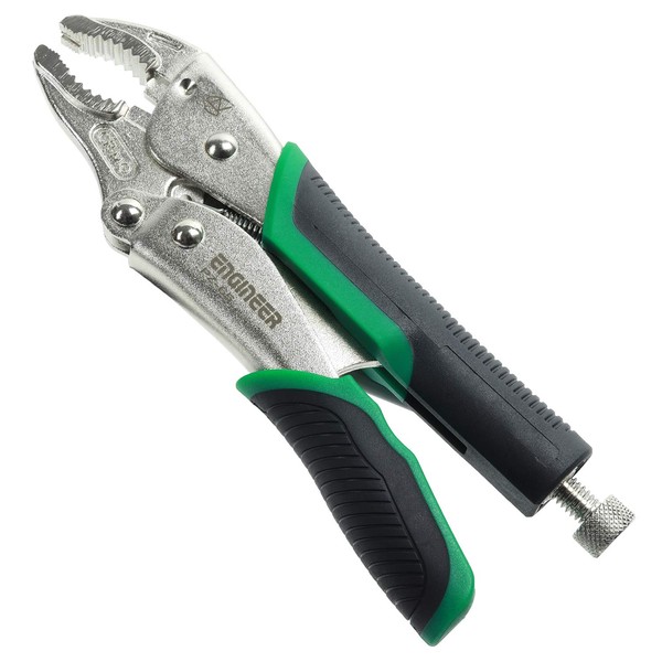 Screw Removal/Extractor Pliers (Mole Grip Style, 185mm) with Unique Non-Slip gripping Jaws for The Easy Extraction of Damaged/Stuck Screws. ENGINEER PZ-65 Neji-Saurus Locking Jaw Pliers, Black/Green