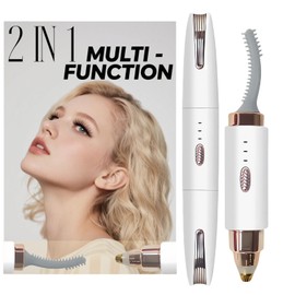 2025 Upgraded Heated Eyelash Curler - 2-in-1 USB Rechargeable Electric Eyelash Curler & Eyebrow Trimmer, Fast Heating in 6s, Anti-Burn Design, 24H Long-Lasting Effect, Gift for Women (White)