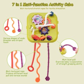 6 Coloridos Juguetes Sensoriales de Formas, con 4 en 1 Tablero de Juguetes, Clasificador de Formas Multifuncional con Banda Elástica, 7 Formas de Jugar, Regalos para Niños y Niñas (17cm*15cm*15cm)