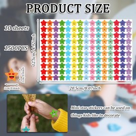 1500Pcs 10*10mm Star Stickers,Holographic Star Rainbow Stickers,Colourful Reward Star Sticker for Kids,Sparkly Incentive Sticker,for Reward Chart,Teachers Choice for School, for Crafts and Activities