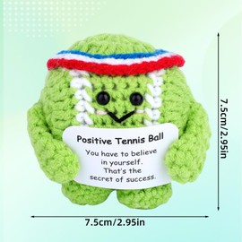 TOYMIS 2 x Positive Tennis Ball, Emotional Plush Inspiration Support Doll with Positive Card, Knitted Tennis Ball, Inspirational Gifts for Sports Lovers and Desktop Party Decor