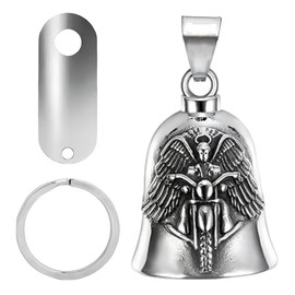 1 x Guardian Bell Biker Bell, Motorcycle Bell Lucky Charm, Stainless Steel Motorcycle Bell, Protective Bell Angel Riding Bell, Motorcycle Bell Keyring for Blessing the Peace
