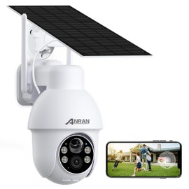 ANRAN 2K Solar Security Camera Outdoor Wireless, WiFi Camera Battery-Powered with 360° PTZ for Home Security, 3MP Color Night Vision, PIR Motion Detection, Two-Way Audio, Alexa/Google Assistant