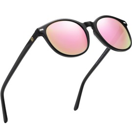 DUCO 1230 Women's Sunglasses, Polarized Sunglasses, Black, UV Protection, For Driving, Stylish, Small Face, Glasses Case Included, multicolor (black / pink)