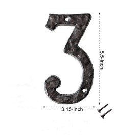Cast Iron Metal House Numbers 5.5" Heavy Duty Embossed House Address Numbers 0 to 9 Indoor Outdoor DIY Projects Hanging Wall Sign Letters Decor
