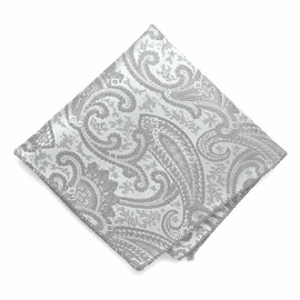 tiemart Pattern Pocket Square (Mercury Silver Clara Paisley)
