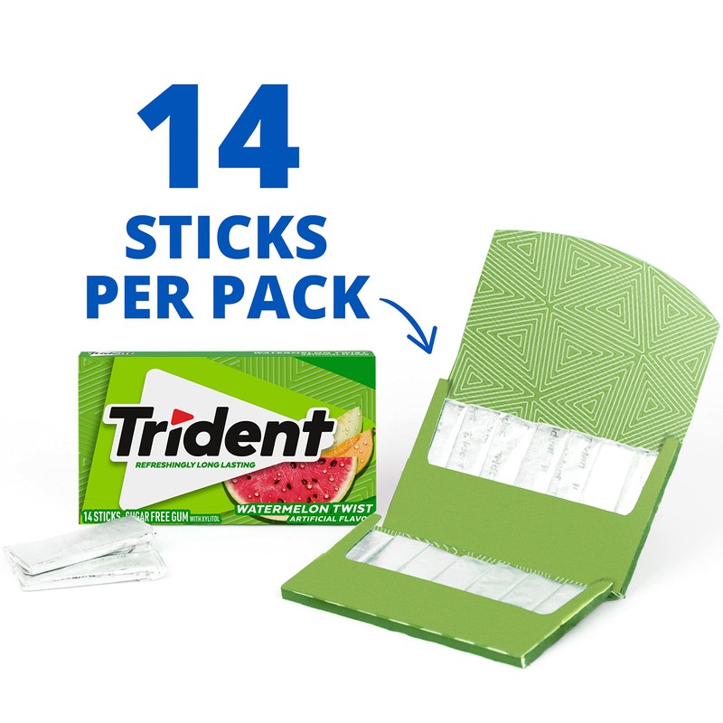 Trident Sugar-Free Chewing Gum Variety Pack Candy, Watermelon Twist &
