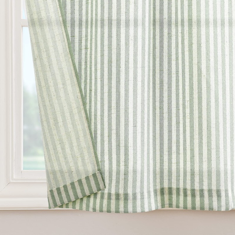 TOPICK Striped Panel Curtains, School Running, Linen Curtains with Stripes,