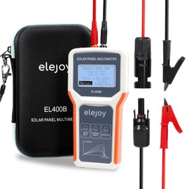 ELEJOY 400W Solar Panel Tester Photovoltaic PV Multimeter with MPPT, 12-60V Voc, 0-20A Isc, Battery-Free Portable, LCD Display with MC4 & Alligator Clips for DIY Home RV Solar Test​