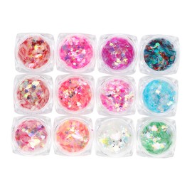WOONEKY 12pcs Nail Art Star Sequins Star Stickers DIY Nail Art Supplies Manicure Accessories Manicure Ornament for Women Girls