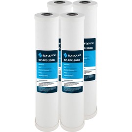 SpiroPure SP-RFC-20BB 20x4.5 25 Micron Coconut Shell Radial Flow Granular Activated Carbon (GAC) Water Filter Cartridge RFC20-BB 155247-43 SDP-4520 (Case of 4)