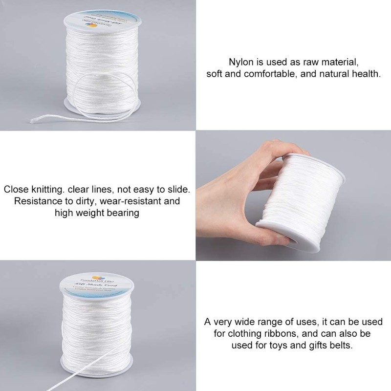 PH PandaHall 1.5mm White Nylon String 100 Yards Lift Shade