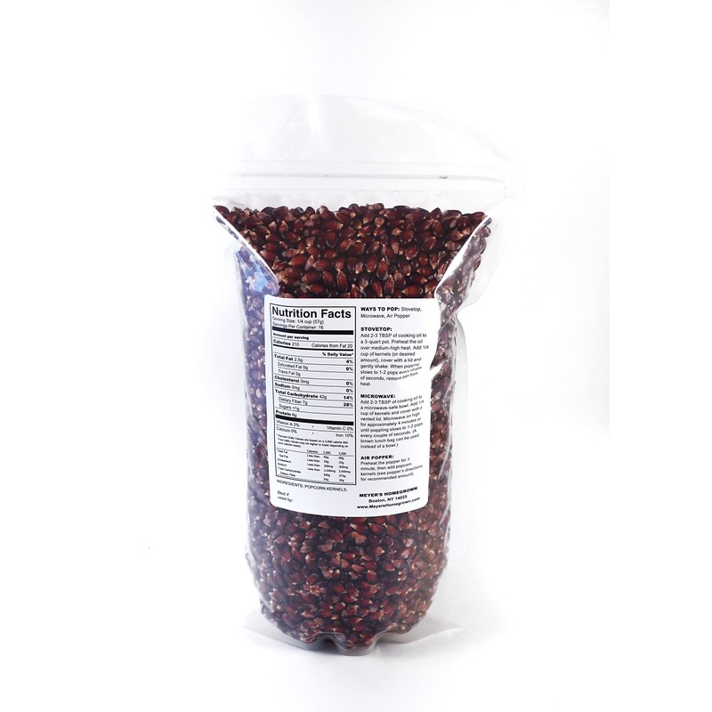 Meyer's Homegrown Premium Red Popcorn, 2lb Bag, no GMO/Peanuts/Tree Nuts/Gluten,