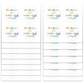 Vibrant Colorful Design Thank You Labels Thank You for Celebrating with Us Stickers | 2 inch | 60pcs Waterproof Favor Labels for Wedding, Bridal Shower, Baby Shower