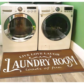 Ukeler Vintage Wood Laundry Room Area Rugs Non Slip Natural Rubber Runner Rug Waterproof Anti Fatigue Kitchen Rug Laundry Room Floor Mat Bathroom Mats 20''×59''