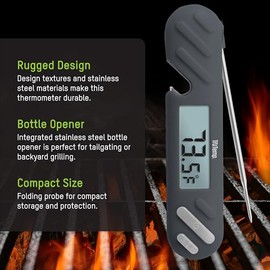 Taylor TruTemp - Termómetro digital de lectura instantánea para carne, para barbacoa, cocina, con abridor de botellas integrado, sonda plegable confia