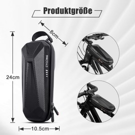 ZIMAOER Bicycle Frame Bag Hard Shell - 1.5L Waterproof Top Tube Bag with Reflector & Quick Release, EVA PU Carbon Bicycle Bag Frame for MTB Road Bike Gravel Bike