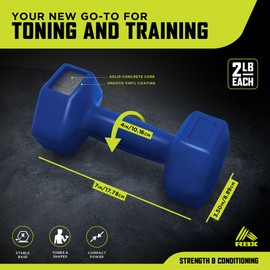 RBX 4lb Pair Hex Dumbbells, 2lb Each, Hex Shape for Stability, Compact for Easy Portability, Dumbbell Set for Strength Training, Cardio, Walking, and More, All Fitness Levels (Blue)