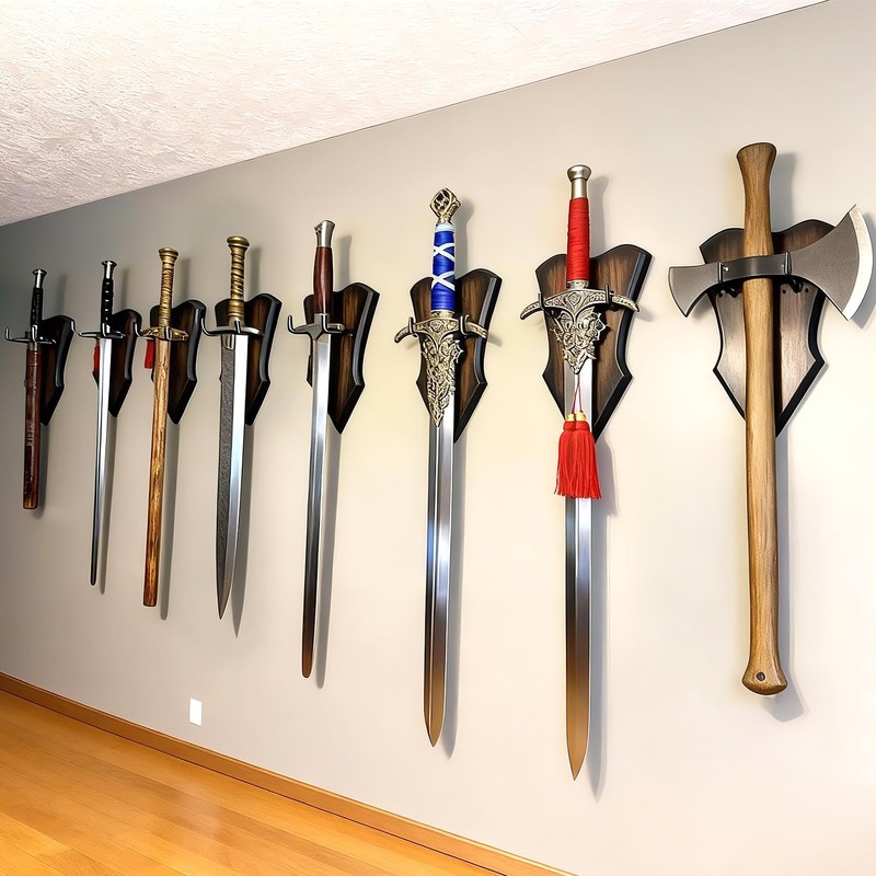 FLURSAILE Sword Plaque Wall Mount Vertical Display Holder Adjustable Stand