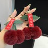 Cherry Plush Keychain, Cherry Fruit Keychain Plush Metal Buckle Keyring