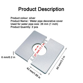 YJFY Pack of 2 Split Wall Flange Rosettes Cover Heating Pipe Rosette Plate Cover Rosette ABS Material Durability Suitable for Water Pipes, Gas Pipes, Radiators (Silver, 26 mm)