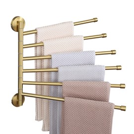 Alise Swing Out Towel Rack,Folding Hand Towel Bar 6 Bars Arm Towel Holder Towel Hanger for Bathroom Wall Mount,Space Saving Towel Rail,GDL8006-G SUS304 Stainless Steel Brushed Gold
