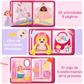 Juguetes Montessori, Libro De Actividades Con Temática De Disfraces De Princesas,Tablero Sensorial Para Juguetes De Viaje,Regalos De Cumpleaños Sensor