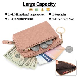 GAEKEAO Women's Small Purse with Zip Pocket with Coin Compartment, Small Purse with RFID Blocking, lightpink