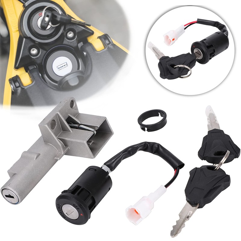 JFG RACING Motorcycle Key Ignition Switch,Key Switch Plug Key Lock