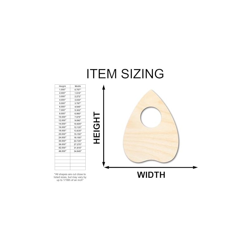 Unfinished Wood Planchette Shape Craft up to 46" 4" /