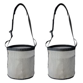 MIYABALA Horse Feed Bag, Nylon Mesh Grain Horse Feed Bucket with Adjustable Strap Comfortable Neck Pad Nose Pad and Waterproof Bottom (Grey 2P)