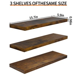 Goodsnetic Floating Shelves，Floating Book Shelves for Wall,Home Decor, 3 Sets of Wall Shelves, Display Shelf,Suitable for Bathroom, Living Room, Bedroom, Kitchen Hanging Storage Racks（3 Pack Brown）