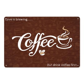 Coffee Bar Sign, Iron Decorative Cafe Sign Decor Coffee Station Wood Sign Freshly Booed Coffee Art Sign for Kitchen Wall Party Home Kitchen Table Shelf Shop Accessories