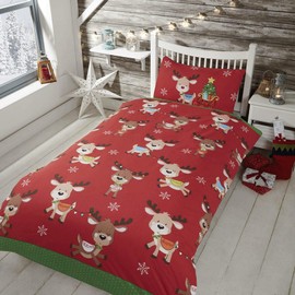 Rapport Home Rudolph & Friends Duvet Cover Set, Polycotton, Red,2 pieces, Single