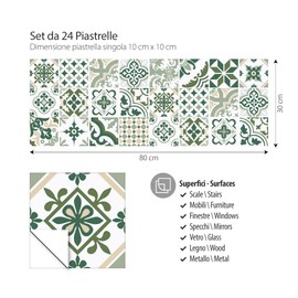 PS00090 Stickers for Tiles 10 x 10 cm Sticker Decoration for Tiles for Bathroom and Kitchen Stickers Cementina Peel and Stick Pack of 24
