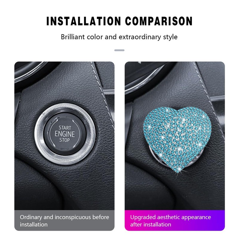 Adunsiaoto Car Push Start Button Decorative Protective Cover, Car Engine