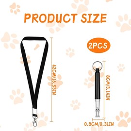 2 Pcs Silent Dog Recall Whistle - High Frequency Ultrasonic Training Whistle, Adjustable Ultrasonic Frequencies for Dog Training and Behavior Aid with Lanyard (Black)